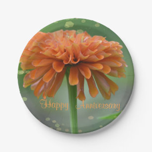 Assiettes En Carton Plaque de l'anniversaire de Zinnia Orange