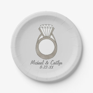Assiettes En Carton Plaque de Mariage de bague de Fiançailles diamant 