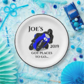 Assiettes En Carton Plaque de moto bleue n° 1 (Fête)