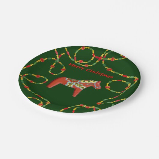 Assiettes En Carton Plaque de Noël Dala Horse (Angle)
