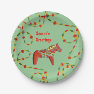 Assiettes En Carton Plaque de Noël Dala Horse