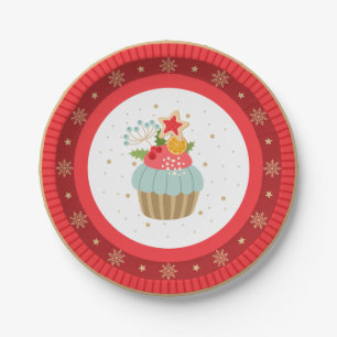 Assiettes En Carton Plaque de Noël de Cupcake