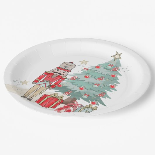 Assiettes En Carton Plaque de Noël Nutcracker (Angle)