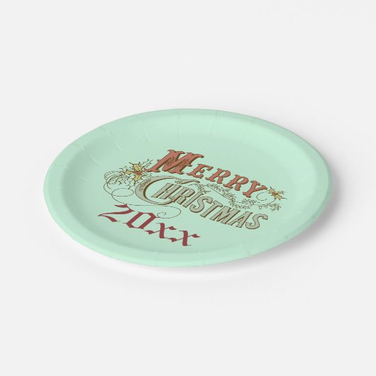 Assiettes En Carton Plaque De Noël Verte Et Brown (Angle)