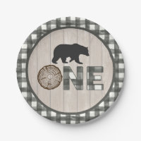 Plaque de papier 1er anniversaire - Ours ONE WH