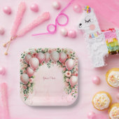 Assiettes En Carton Plaque de papier à ballons roses (Fête)