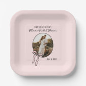 Assiettes En Carton Plaque de papier à Fête des mariées rose-pâle pers (Recto)