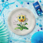 Assiettes En Carton Plaque de papier à fleurs blanches (Fête)