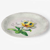 Assiettes En Carton Plaque de papier à fleurs blanches (Angle)