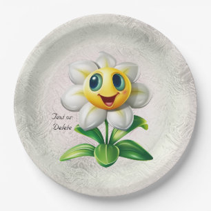 Assiettes En Carton Plaque de papier à fleurs blanches