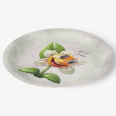 Assiettes En Carton Plaque de papier à fleurs blanches (Angle)