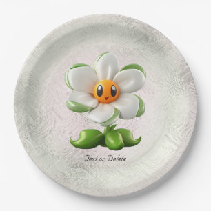 Assiettes En Carton Plaque de papier à fleurs blanches