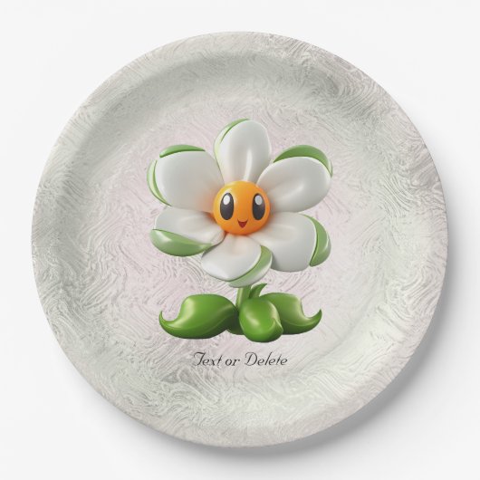 Assiettes En Carton Plaque de papier à fleurs blanches (Devant)