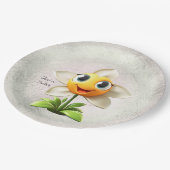 Assiettes En Carton Plaque de papier à fleurs blanches (Angle)