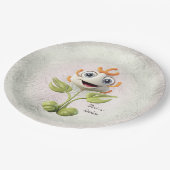 Assiettes En Carton Plaque de papier à fleurs blanches (Angle)