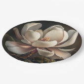 Assiettes En Carton Plaque de papier à fleurs Magnolia (Angle)
