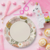 Assiettes En Carton Plaque de papier à fleurs rétro (Fête)