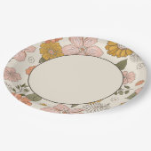 Assiettes En Carton Plaque de papier à fleurs rétro (Angle)