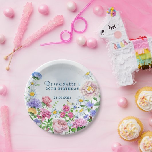 Assiettes En Carton Plaque de papier à fleurs rustiques (Fête)