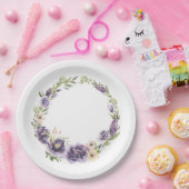 Assiettes En Carton Plaque de papier à fleurs violet (Fête)