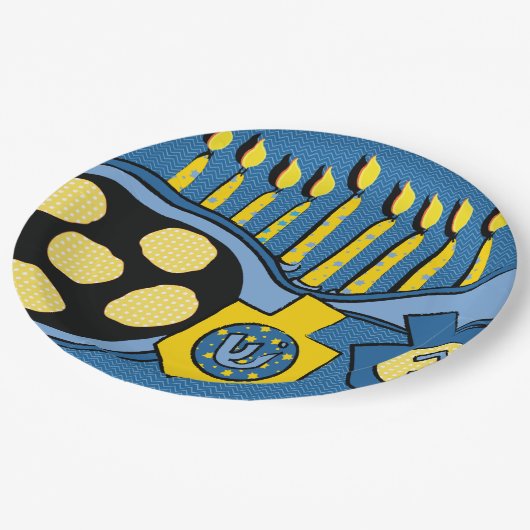 Assiettes En Carton Plaque de papier à friture Hanoukka (Angle)