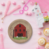 Assiettes En Carton Plaque de papier à grange rouge (Fête)