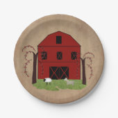 Assiettes En Carton Plaque de papier à grange rouge (Devant)