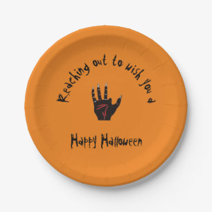Assiettes En Carton Plaque de papier à main morte d'Halloween effrayan