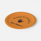 Assiettes En Carton Plaque de papier à main morte d'Halloween effrayan (Angle)