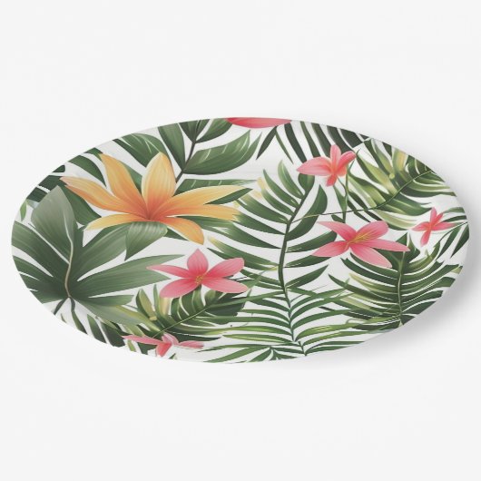 Assiettes En Carton Plaque de papier à orchidée tropicale (Angle)