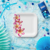 Assiettes En Carton Plaque de papier à plumérie rose chaud (Fête)