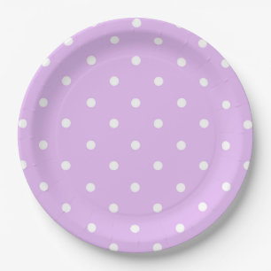 Assiettes En Carton Plaque de papier à points Polka violet