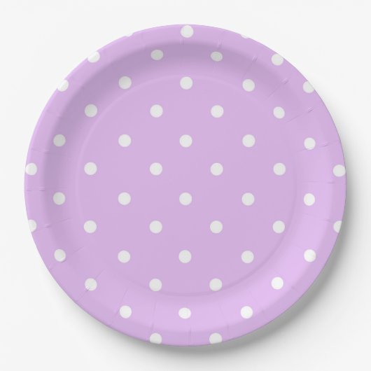 Assiettes En Carton Plaque de papier à points Polka violet (Devant)