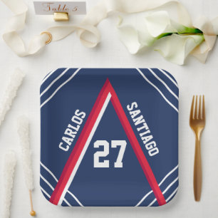 Assiettes En Carton Plaque de papier à thème Red & Blue Sports