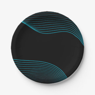 Assiettes En Carton Plaque de papier Abstrait Black & Blue moderne