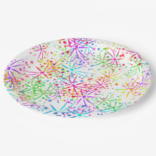 Assiettes En Carton Plaque de papier arc-en-ciel étoiles feux