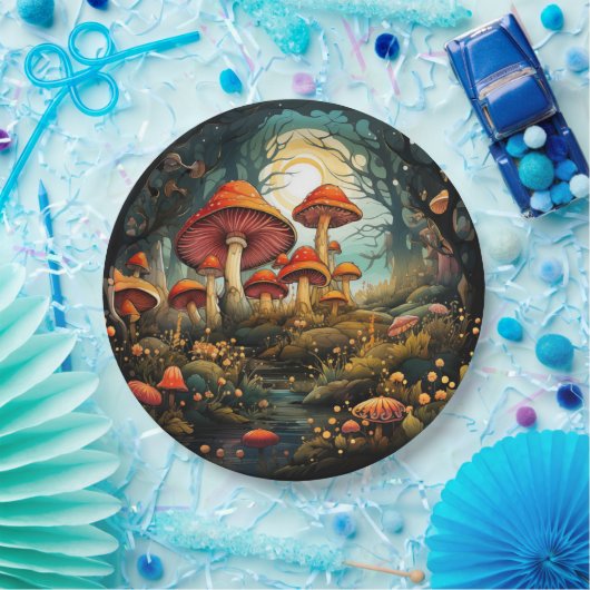 Assiettes En Carton Plaque de papier aux champignons mignons (Fête)