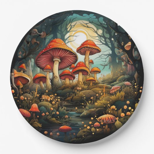 Assiettes En Carton Plaque de papier aux champignons mignons (Devant)