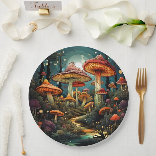 Assiettes En Carton Plaque de papier aux champignons mignons (Mariage)