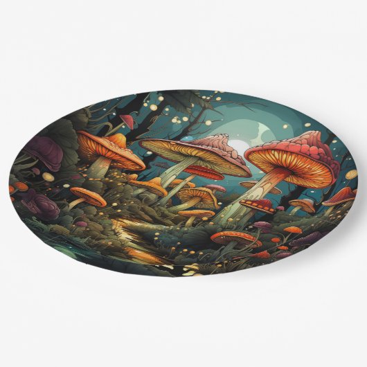 Assiettes En Carton Plaque de papier aux champignons mignons (Angle)