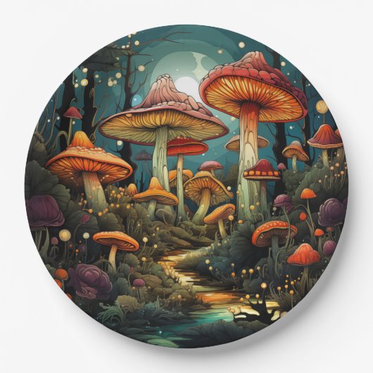 Assiettes En Carton Plaque de papier aux champignons mignons (Devant)