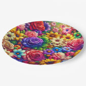 Assiettes En Carton Plaque de papier aux fleurs colorées (Angle)