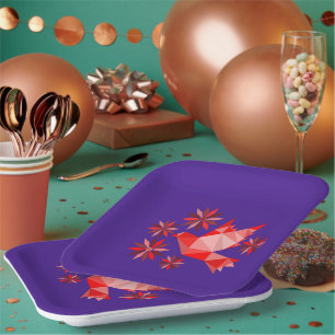 ASSIETTES EN CARTON PLAQUE DE PAPIER AVEC BEAU ART D'OISEAU ET DE FLEU