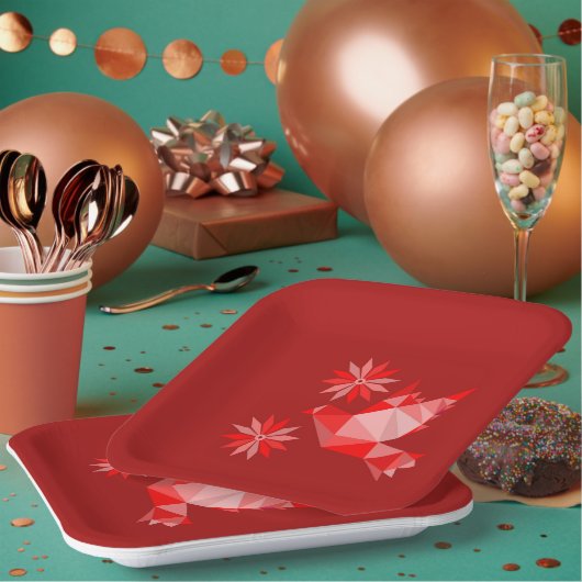 ASSIETTES EN CARTON PLAQUE DE PAPIER AVEC BEAU ART D'OISEAU ET DE FLEU (Multi)