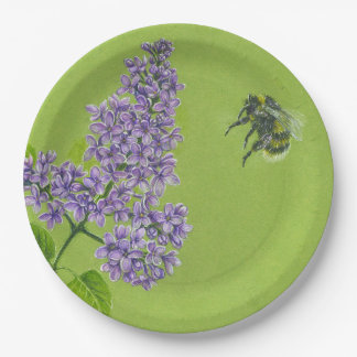 Assiettes En Carton Plaque de papier avec lilas et bourdons
