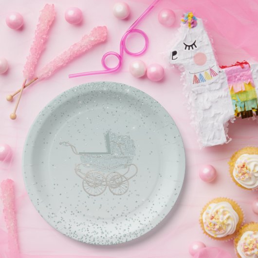 Assiettes En Carton Plaque de papier Baby shower à Parties scintillant (Fête)