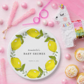Assiettes En Carton Plaque de papier Baby shower blanc citron vert (Fête)