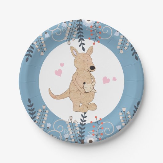 Assiettes En Carton Plaque de papier Baby shower Boho Kangaroo (Devant)