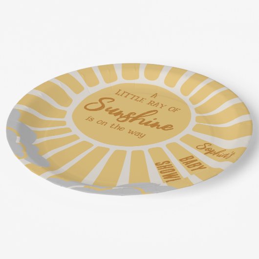 Assiettes En Carton Plaque de papier Baby shower Boho Sunshine (Angle)