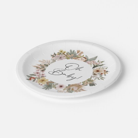 Assiettes En Carton Plaque de papier Baby shower Boho Woodland (Angle)